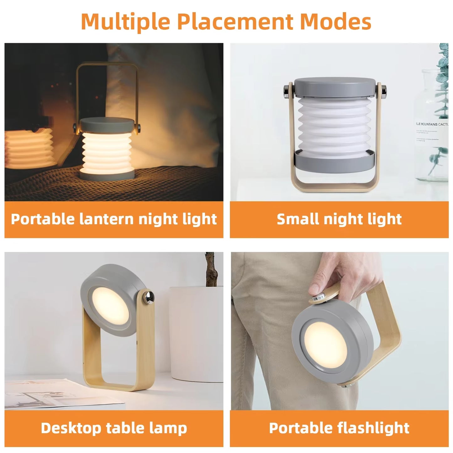 Foldable LED Table Lamp Portable USB Rechargeable Touch Sensor Dimmer Switch Desk Lantern Light Bedside Reading Camping Light