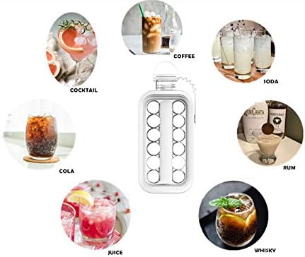 Ice Cube Trays 2 in 1 Portable Ice Ball Maker Kettle with 17 Grids Flat Body Lid Cooling Ice Pop/Cube Molds for Hockey,Cocktail,Coffee,Whiskey,Champagne,Beer,Juice,(White)