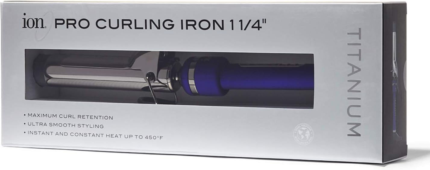 Titanium Pro Curling Iron, 1-1/4 Inch, Heats up to 450°F, Maximum Curl Retent, Dual Voltage