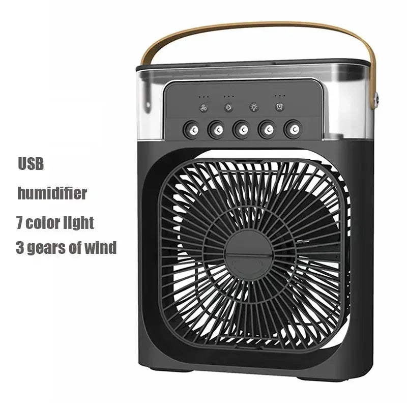 Modern Portable Humidifier Fan Light Home Small Air Cooler 3 in 1 USB Electric Fan Camping Fan with Light Office Ceiling Fan