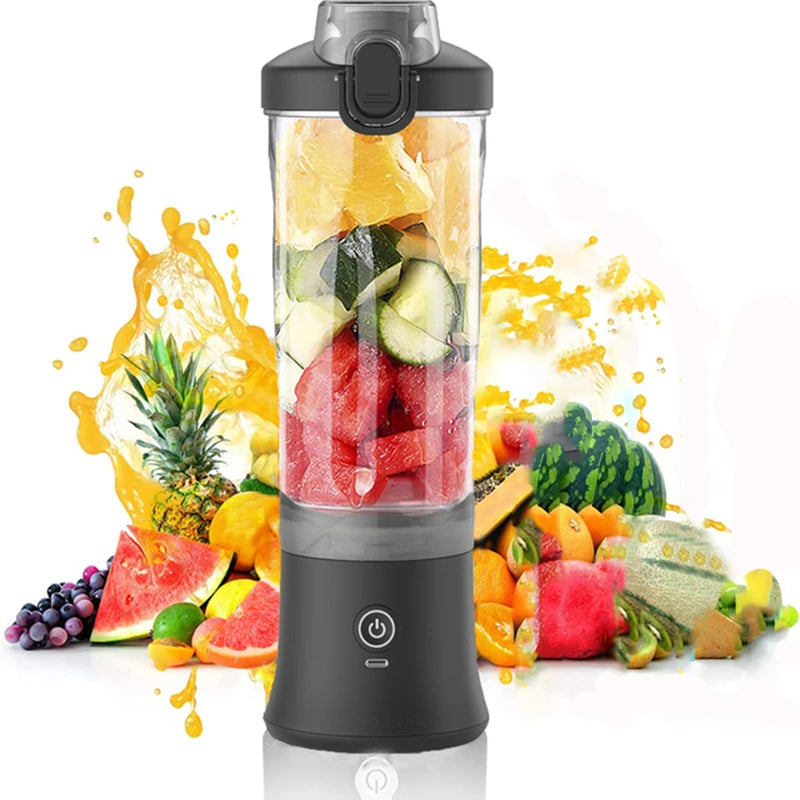 New Portable Blender 600ML Electric Juicer Fruit Mixers 4000Mah USB Rechargeable Smoothie Mini Blender Personal Juicer Colorf