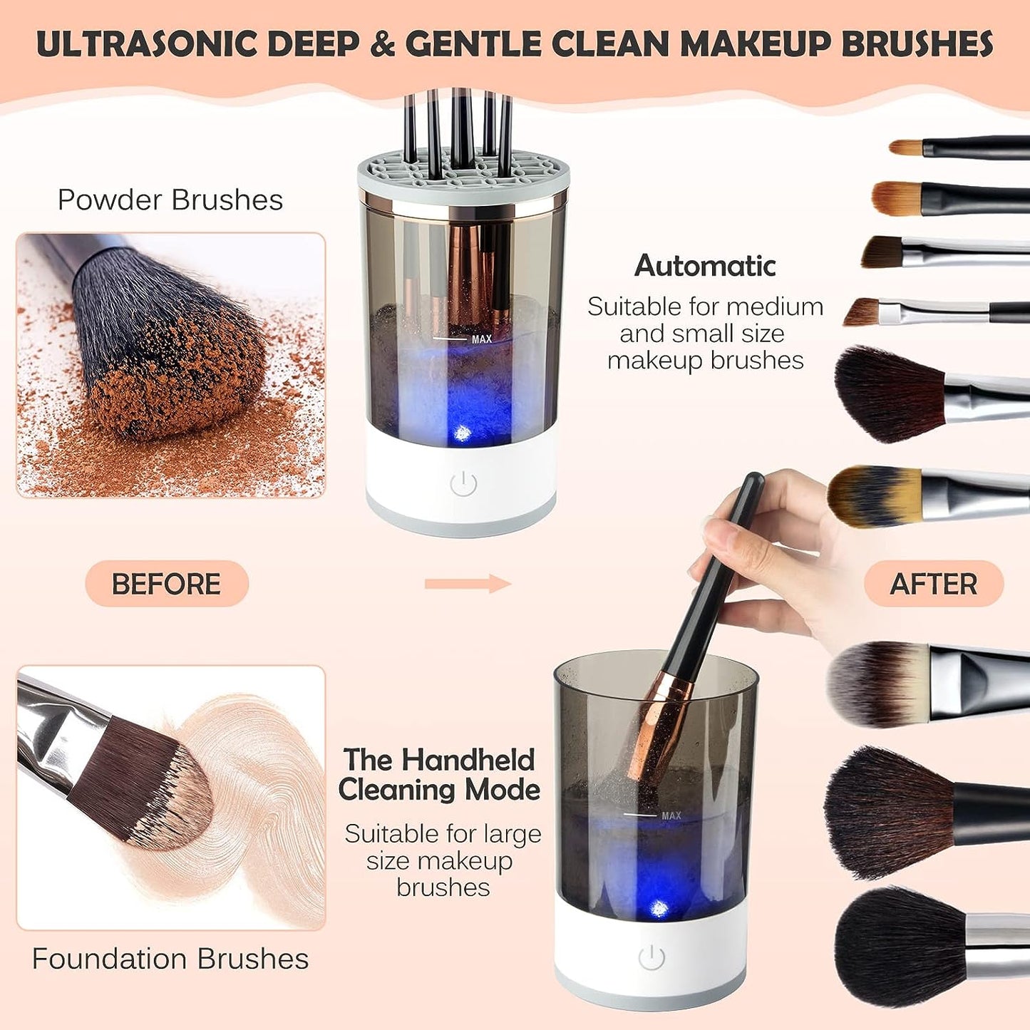 Electric Makeup Brush Cleaner, Makeup Brush Cleaner Machine with Brush Clean Mat