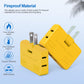 3 Way Flat Plug Adapter-2 Prong Swivel Indoor Mini Wall Tap Power Outlet Extender, Rotating Wall Plug (Quick & Space Saving) Perfect for Home, School, Office, Travel, Type A, Yellow (2 Pack)