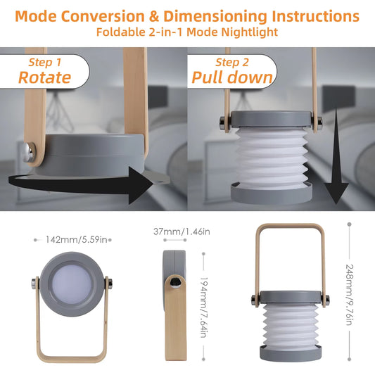 Foldable LED Table Lamp Portable USB Rechargeable Touch Sensor Dimmer Switch Desk Lantern Light Bedside Reading Camping Light